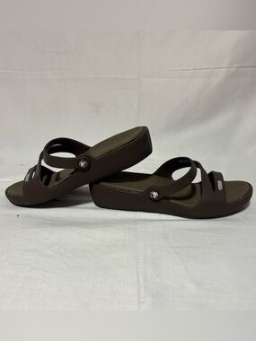 Women’s Brown Platform Slide Sandals with Back Strap